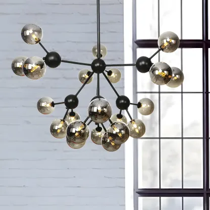 Industrial Glass Sphere Chandelier for Dining Room Image - 64