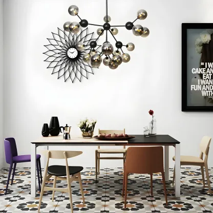 Industrial Glass Sphere Chandelier for Dining Room Image - 65