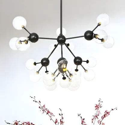 Industrial Glass Sphere Chandelier for Dining Room Image - 68