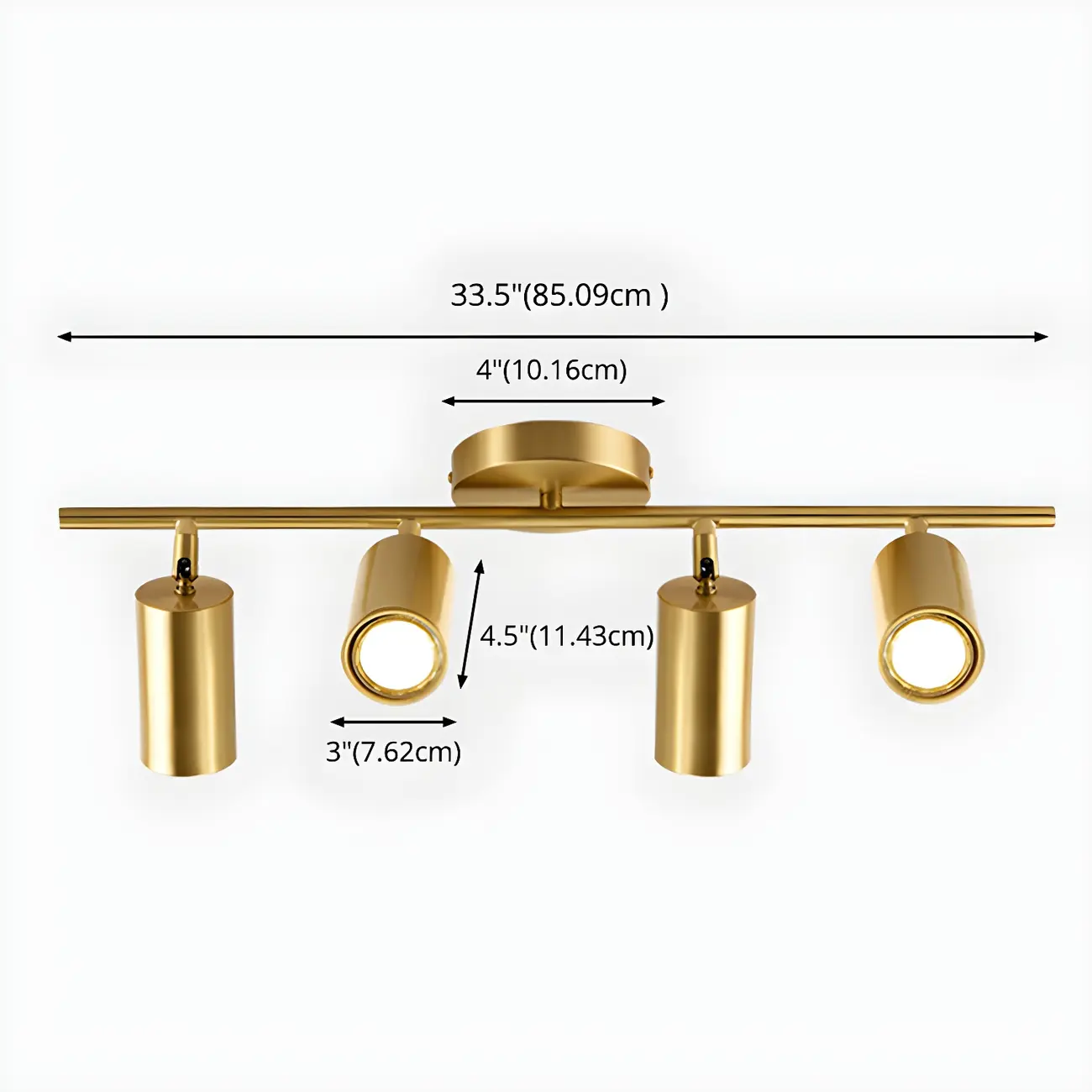 4 Light Gold Track Lighting with Adjustable Heads | homeyfad
