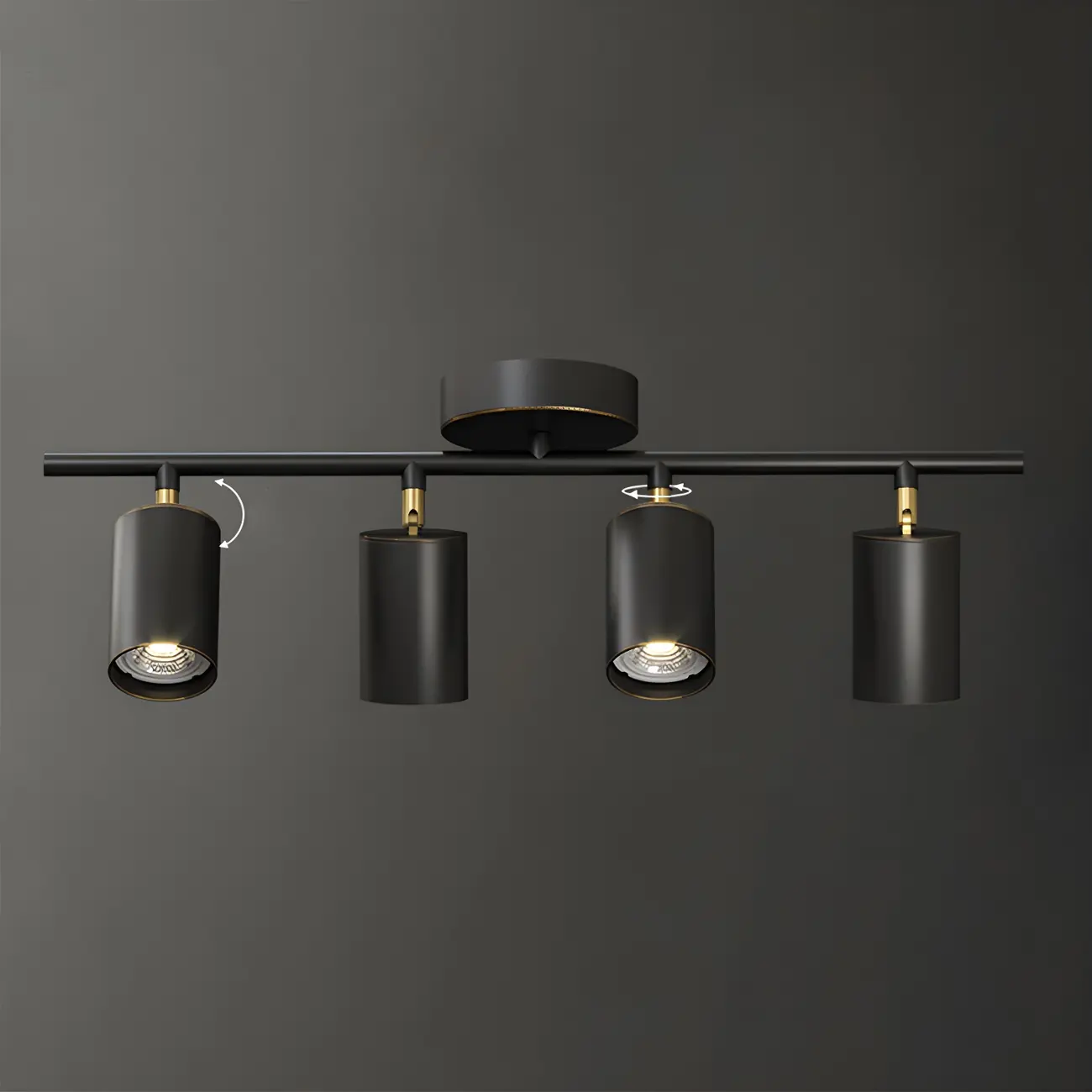 4 Light Gold Track Lighting with Adjustable Heads | homeyfad