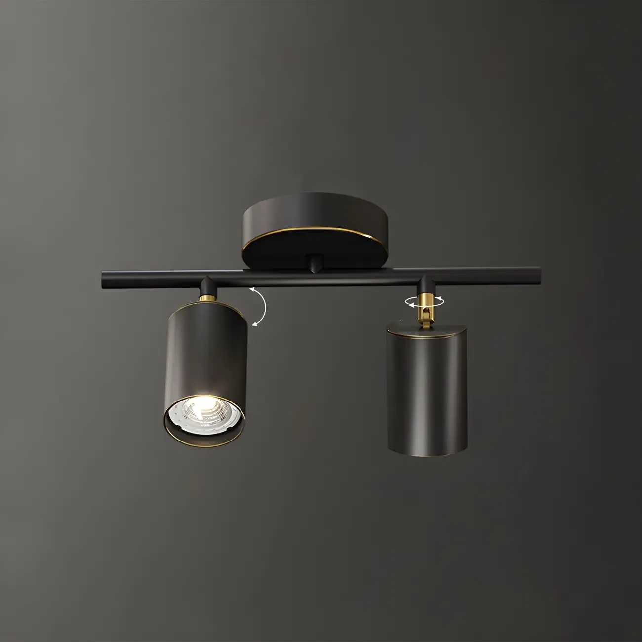 4 Light Gold Track Lighting with Adjustable Heads