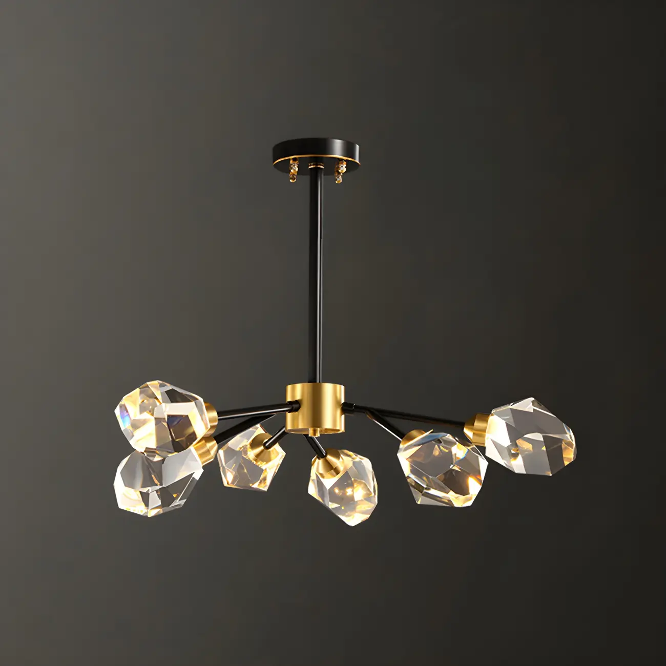 Modern Crystal Brass Sputnik Pendant Light in Black-Gold Image - 2 | homeyfad