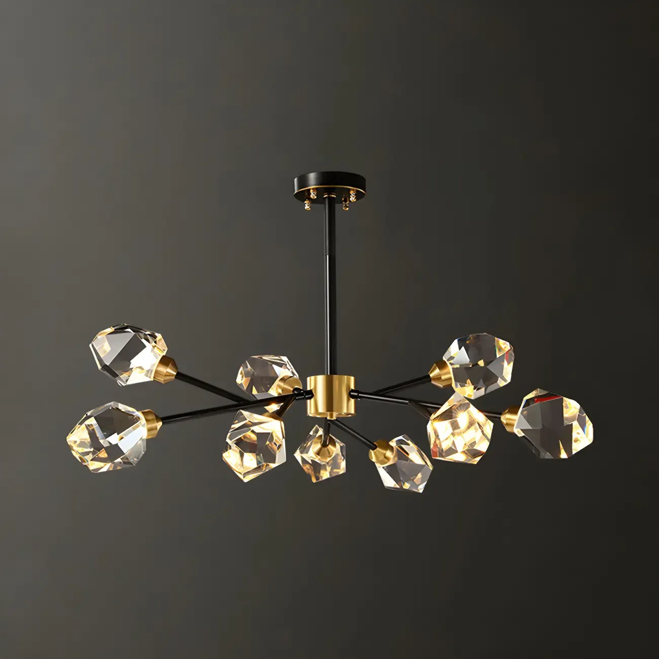 Modern Crystal Brass Sputnik Pendant Light in Black-Gold Image - 3