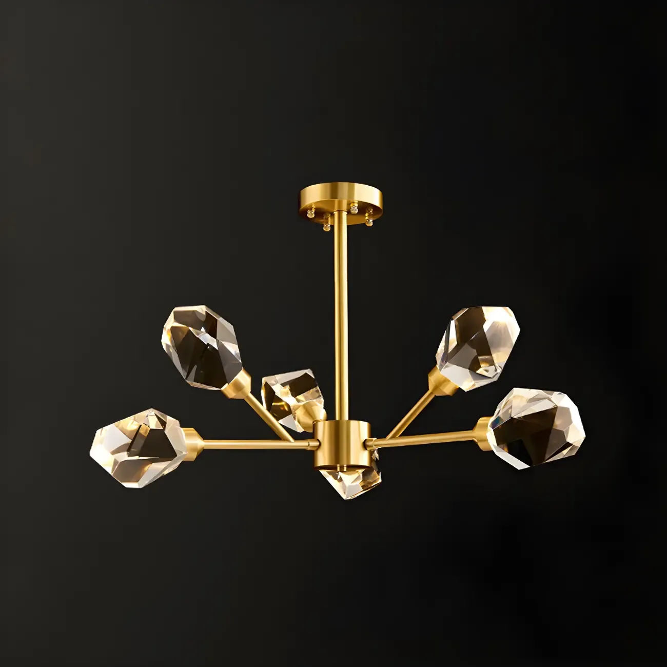 Modern Crystal Brass Sputnik Pendant Light in Black-Gold Image - 7