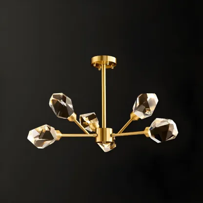 Modern Crystal Brass Sputnik Pendant Light in Black-Gold Image - 7