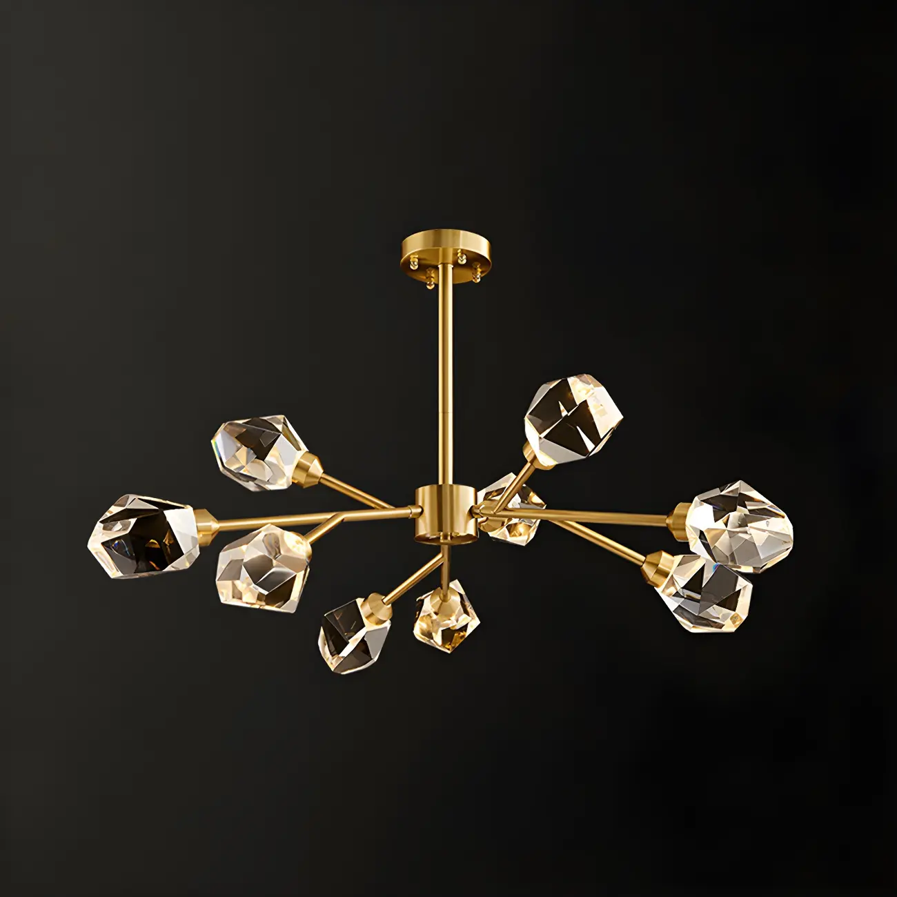 Modern Crystal Brass Sputnik Chandeliers in Black-Gold Image - 10 | homeyfad