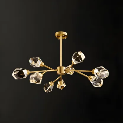 Modern Crystal Brass Sputnik Pendant Light in Black-Gold Image - 10