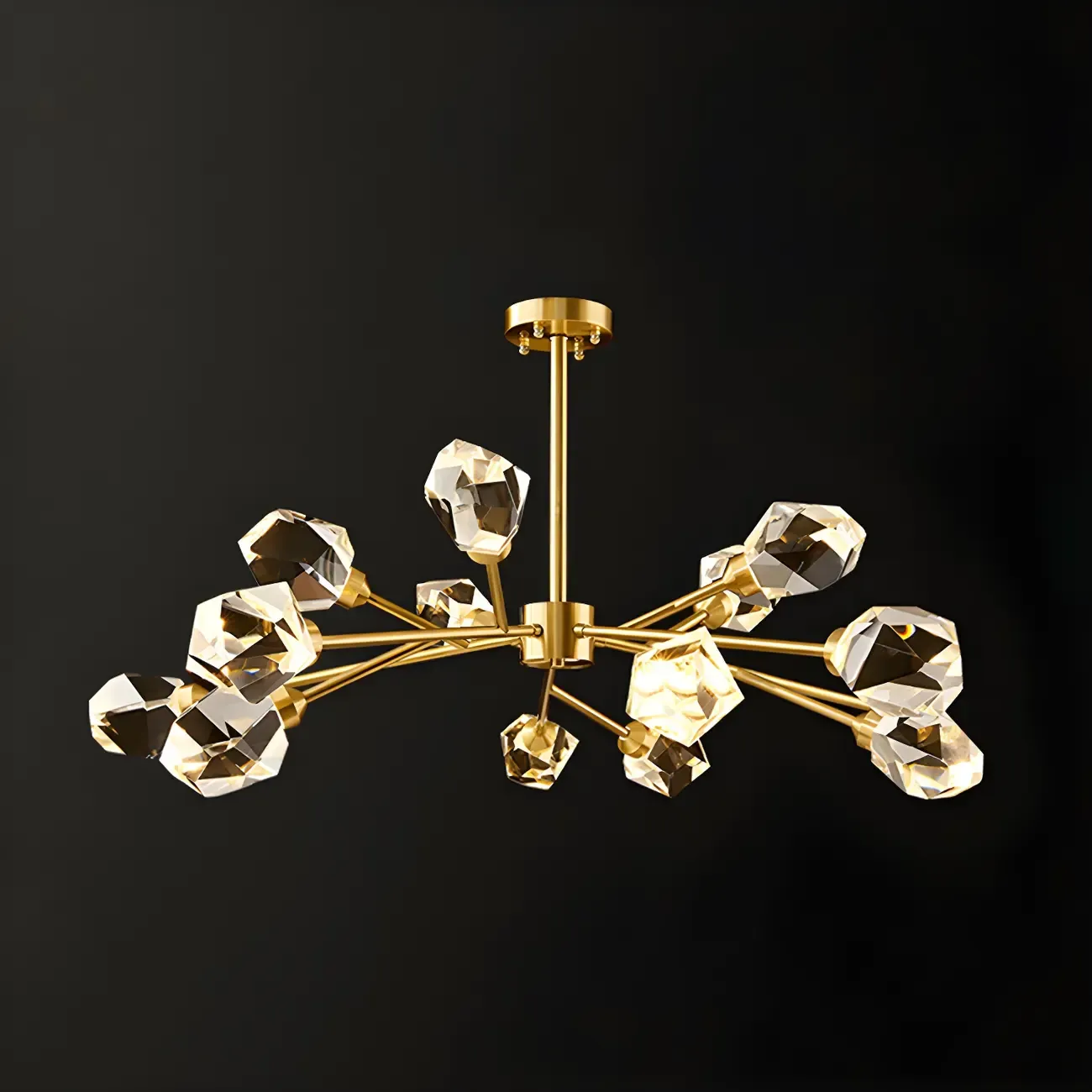 Modern Crystal Brass Sputnik Pendant Light in Black-Gold Image - 11