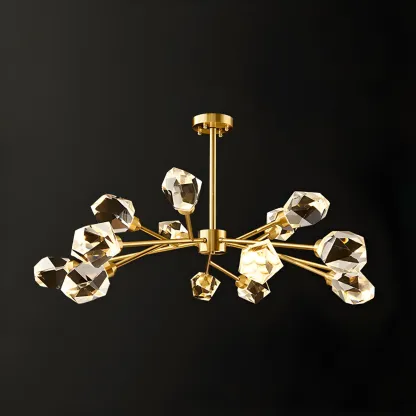 Modern Crystal Brass Sputnik Pendant Light in Black-Gold Image - 11