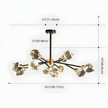 Modern Crystal Brass Sputnik Pendant Light in Black-Gold Image - 12
