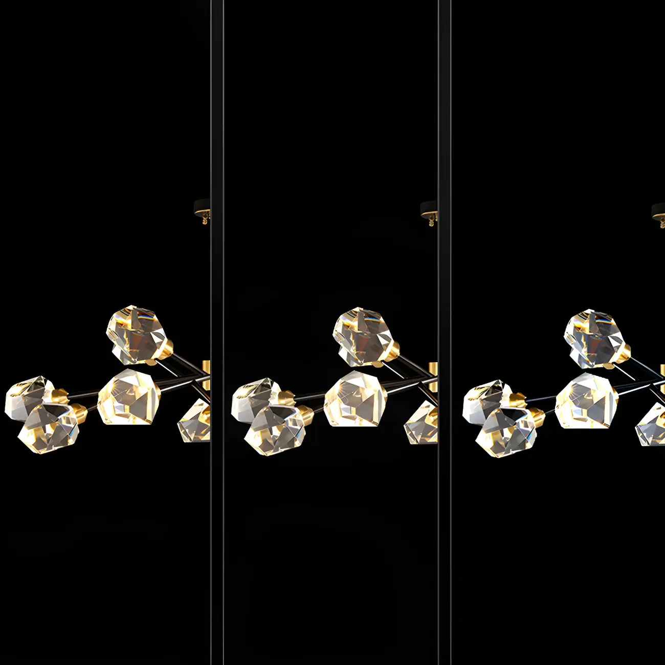 Modern Crystal Brass Sputnik Pendant Light in Black-Gold Image - 13 | homeyfad