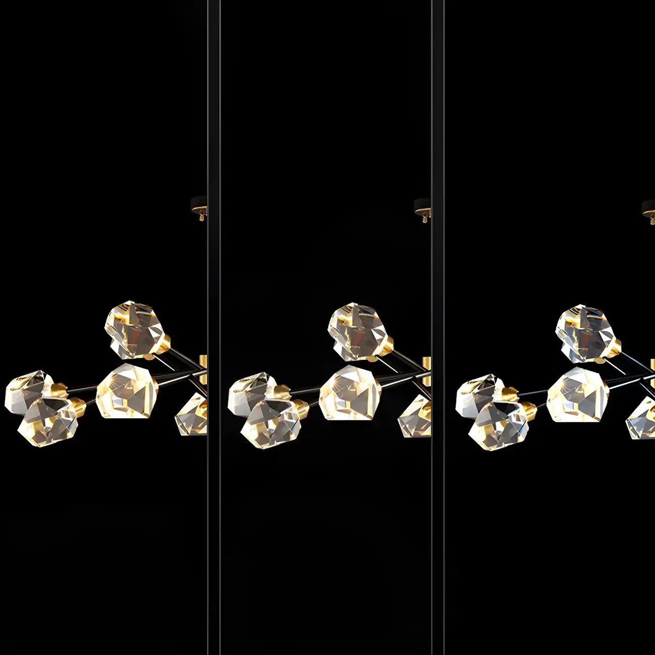 Modern Crystal Brass Sputnik Pendant Light in Black-Gold Image - 13