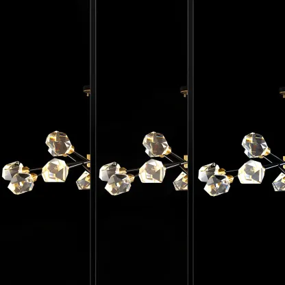 Modern Crystal Brass Sputnik Pendant Light in Black-Gold Image - 13