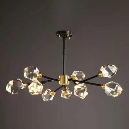 Modern Crystal Brass Sputnik Pendant Light in Black-Gold Image - 14