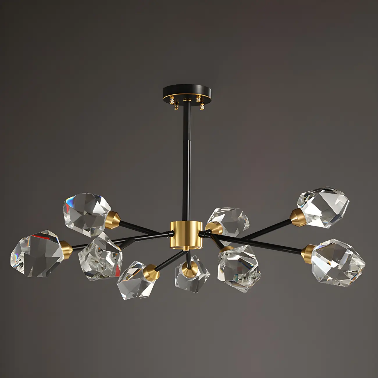 Modern Crystal Brass Sputnik Chandeliers in Black-Gold Image - 15 | homeyfad