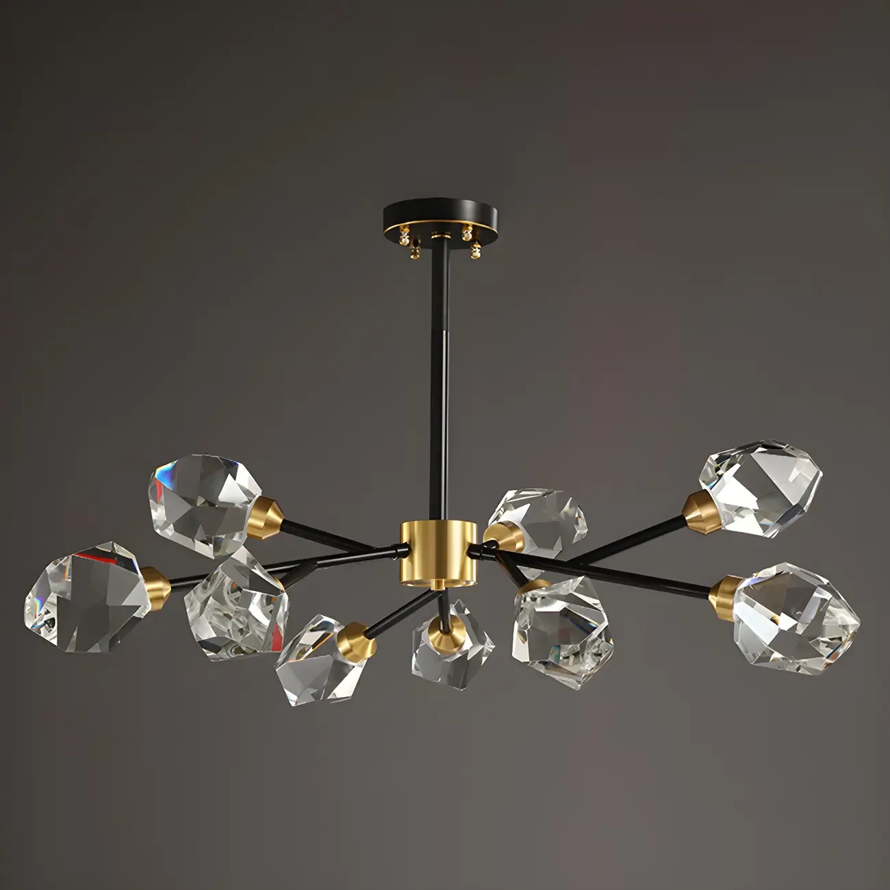 Modern Crystal Brass Sputnik Pendant Light in Black-Gold Image - 15