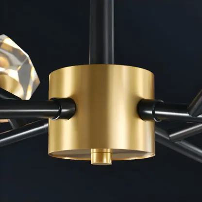 Modern Crystal Brass Sputnik Pendant Light in Black-Gold Image - 16