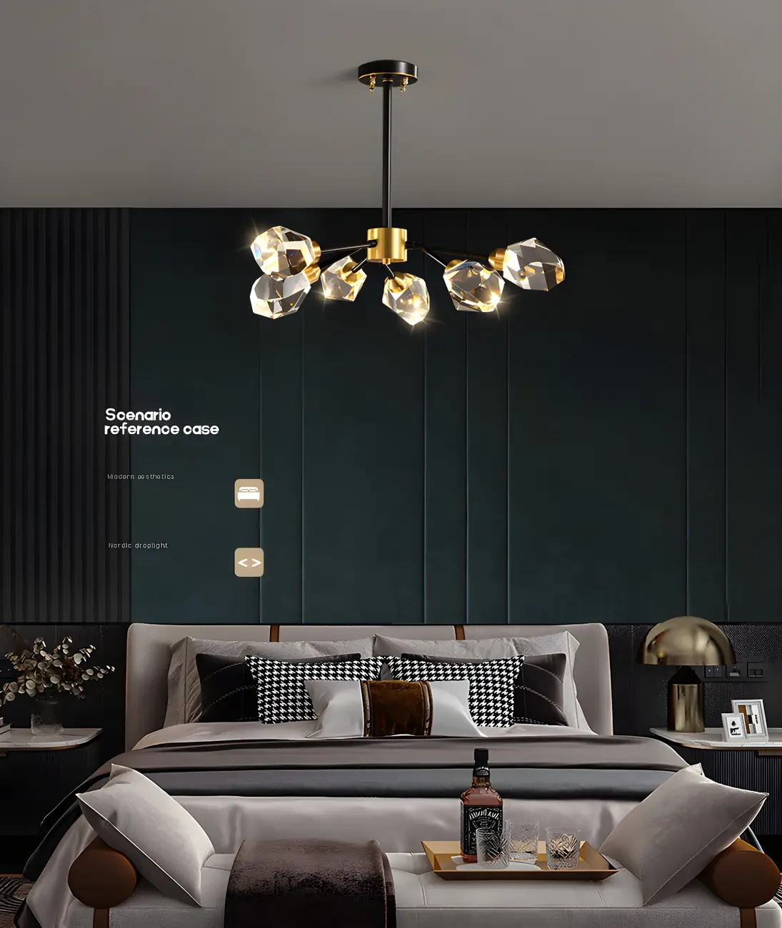 Modern Crystal Brass Sputnik Chandeliers in Black-Gold Image - 18 | homeyfad