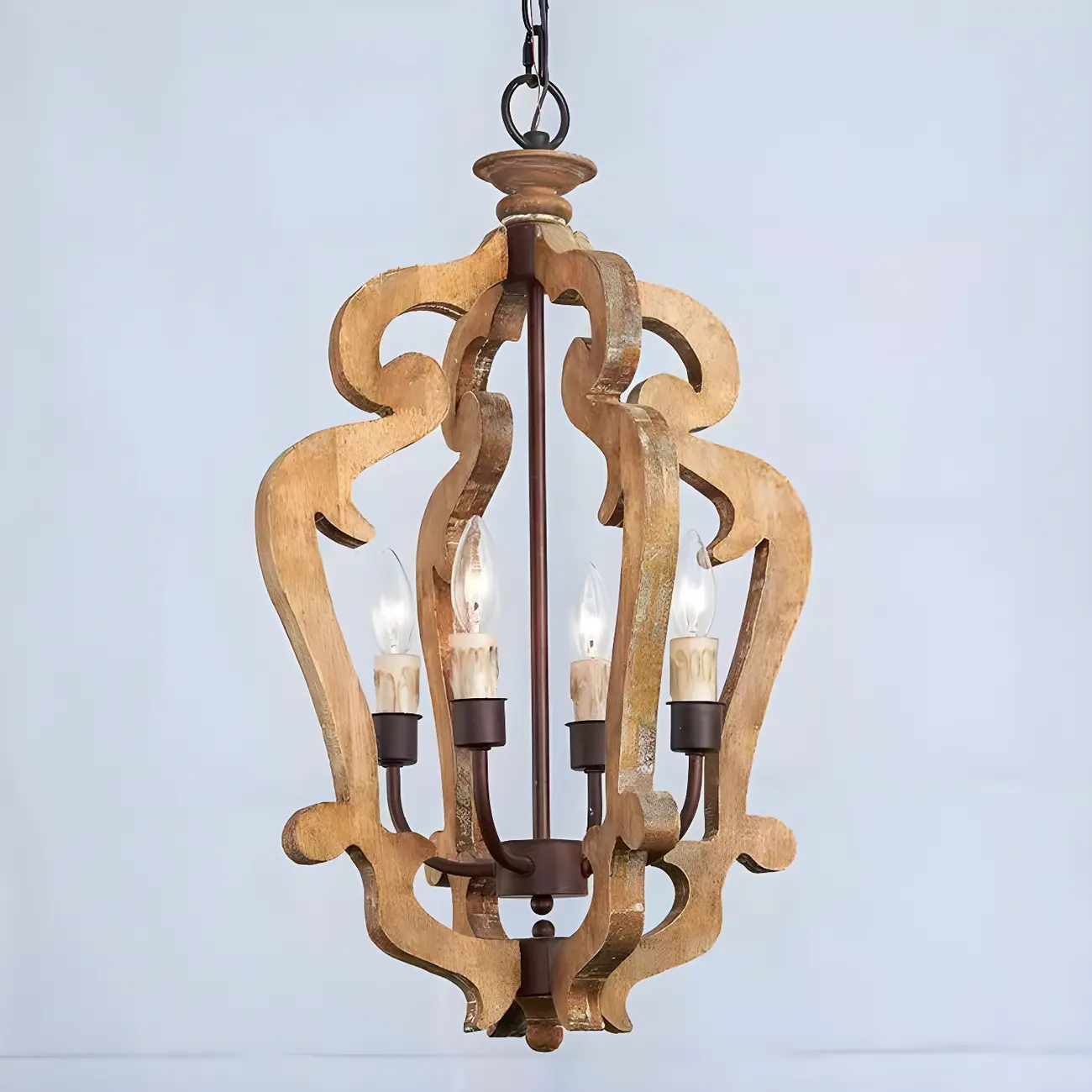 Wooden Rustic Candle Style Chandelier Vintage Design | homeyfad