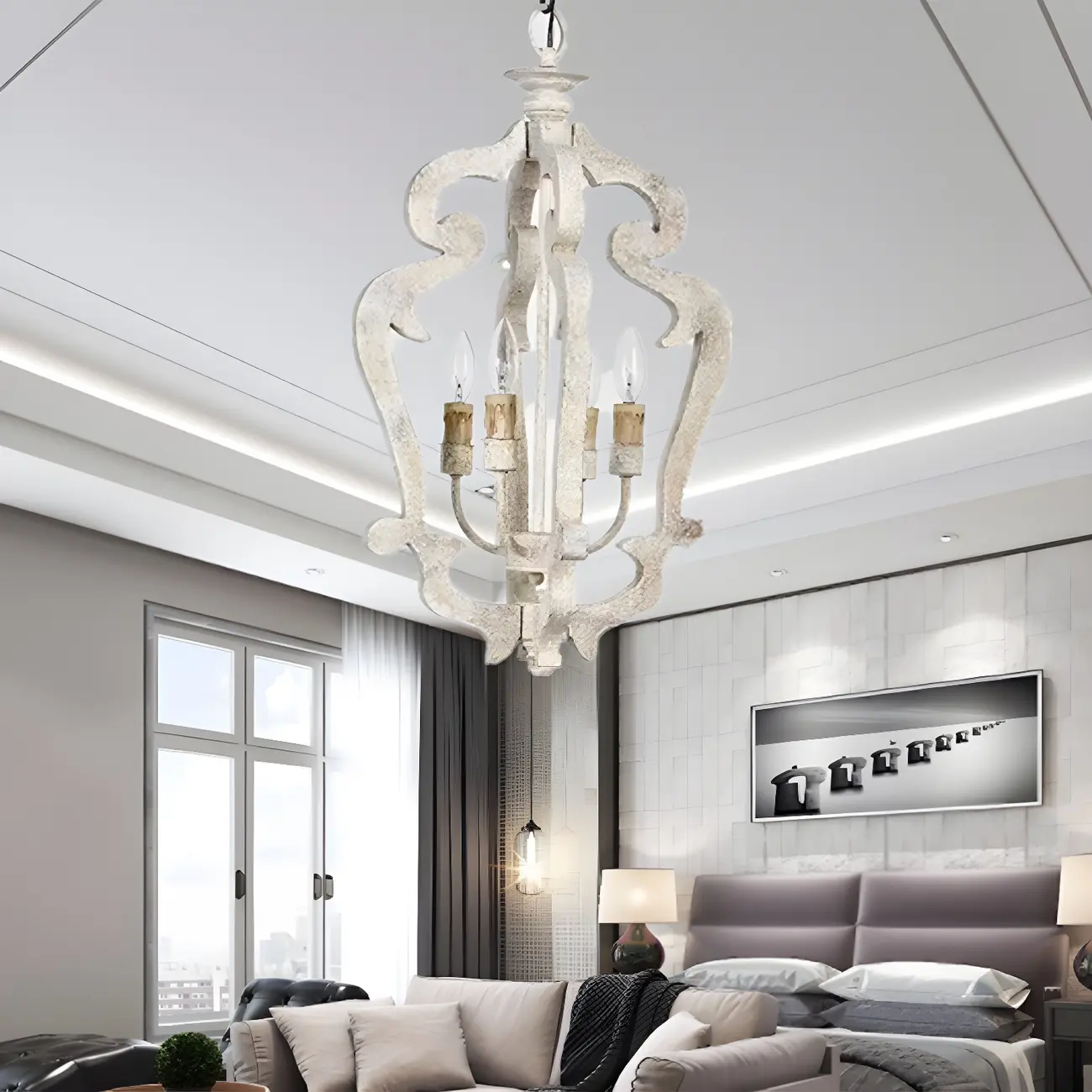 Wooden Rustic Candle Style Chandelier Vintage Design | homeyfad