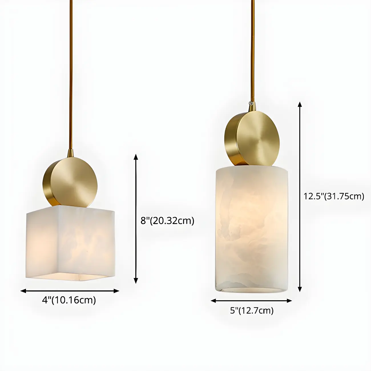 Contemporary Cylinder Stone Brass Pendant Light Image - 7 | homeyfad