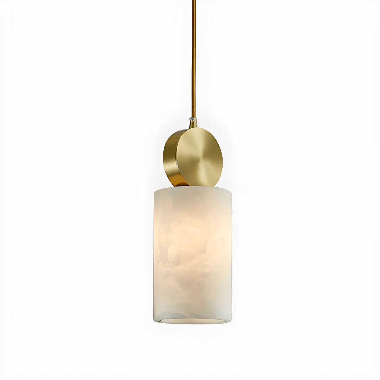 Contemporary Cylinder Stone Brass Pendant Light Image - 8 | homeyfad