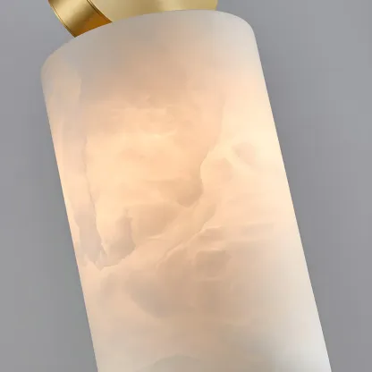 Contemporary Cylinder Stone Brass Pendant Light Image - 10