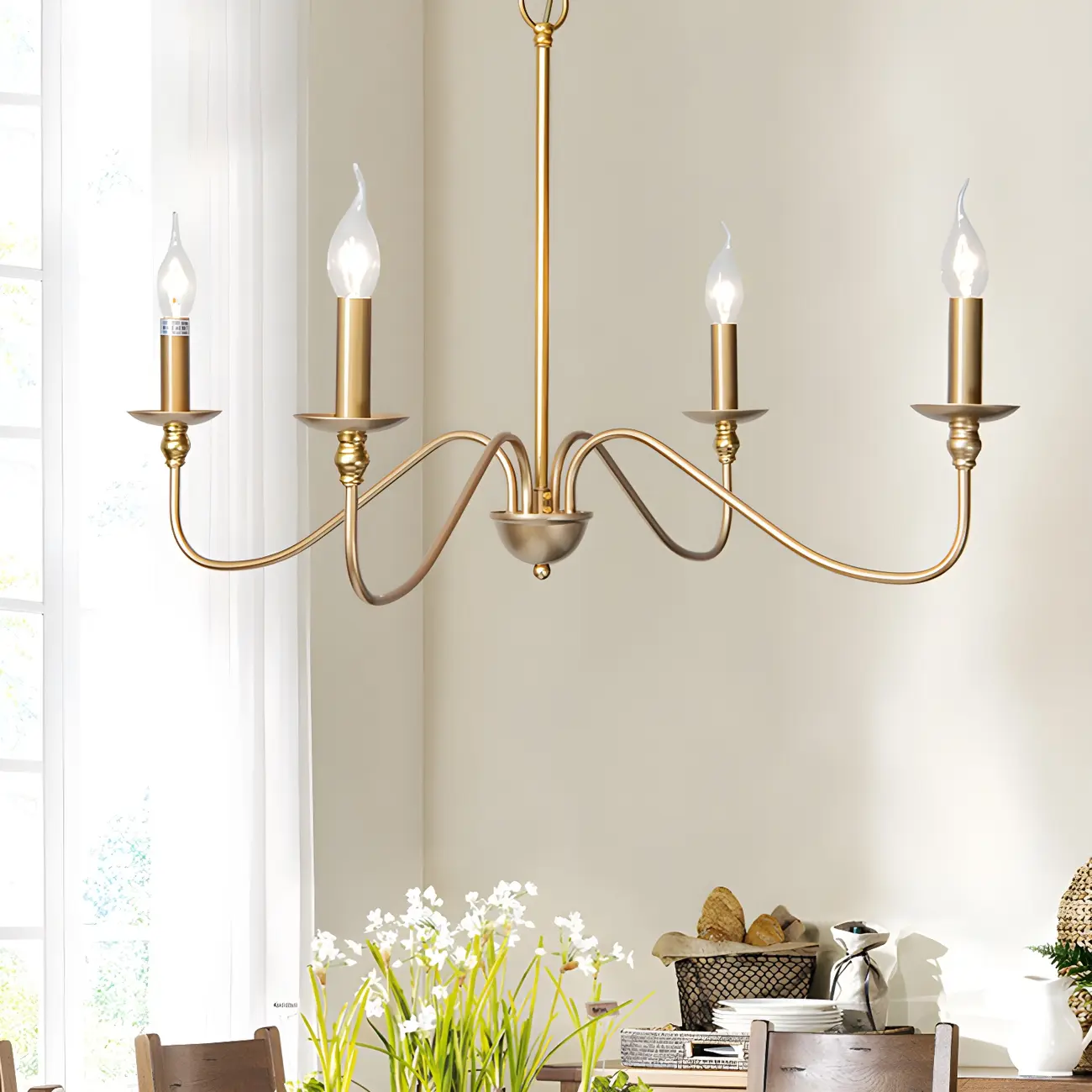 Gold Metal Candle Style Linear Modern Chandelier Image - 1 | homeyfad