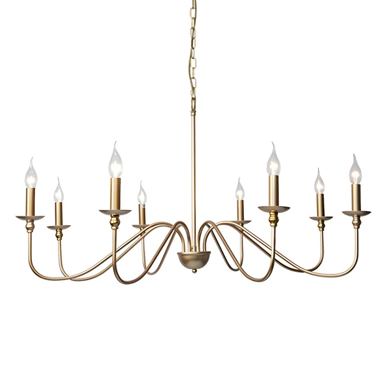 Gold Metal Candle Style Linear Modern Chandelier Image - 5 | homeyfad