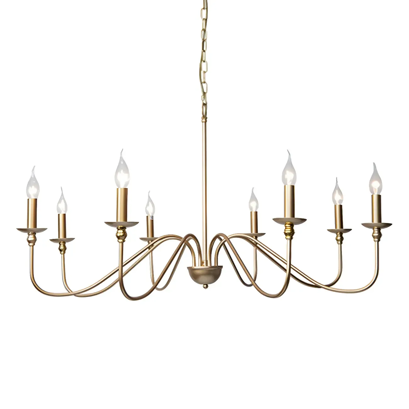 Gold Metal Candle Style Linear Modern Chandelier Image - 5