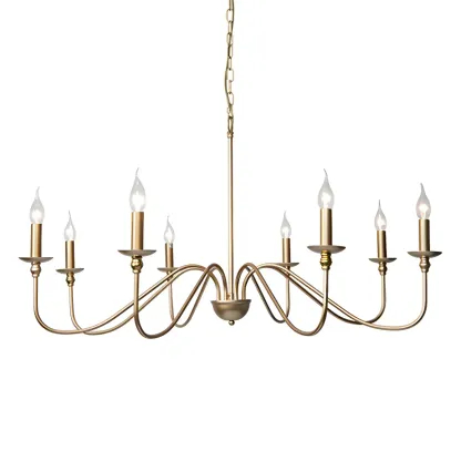 Gold Metal Candle Style Linear Modern Chandelier Image - 5