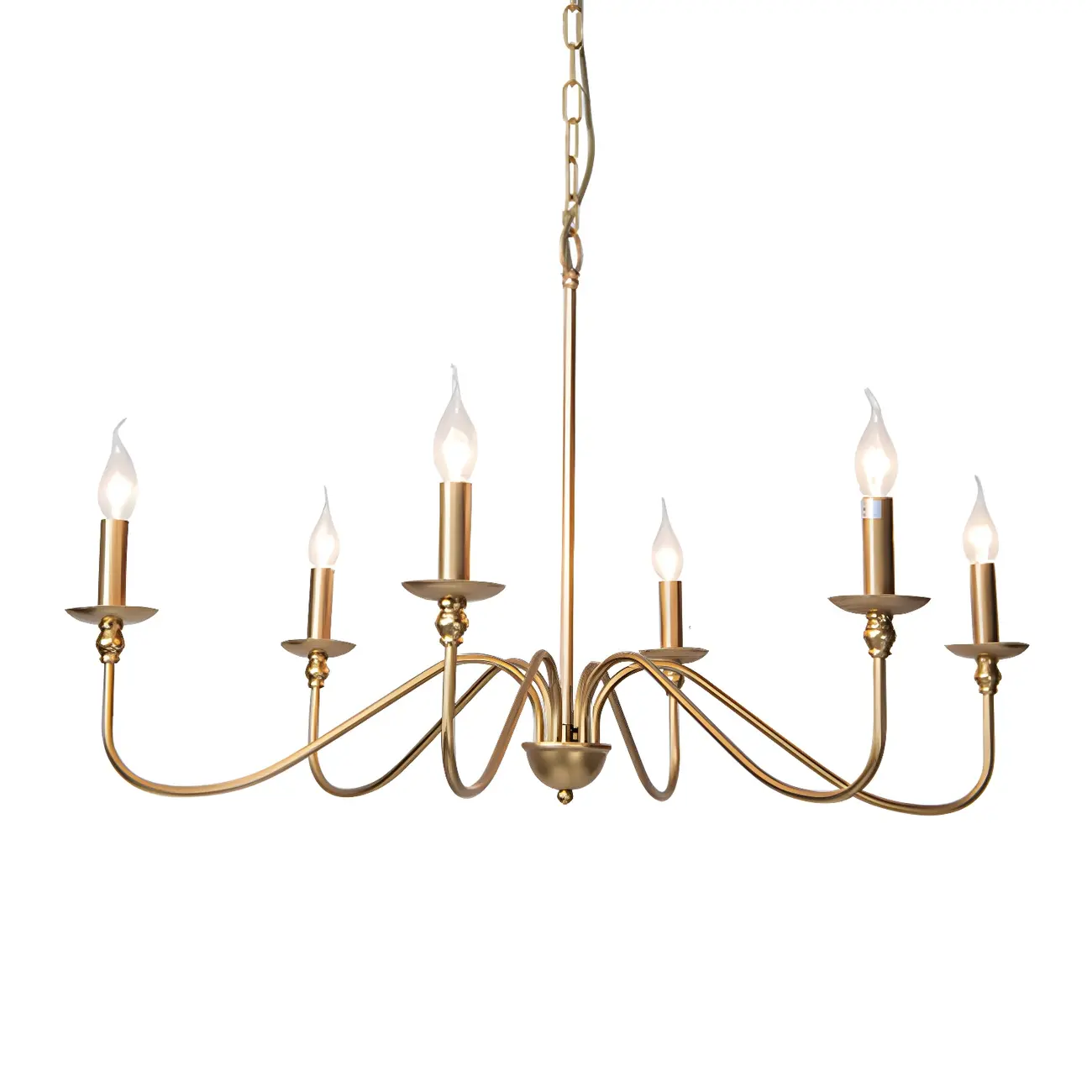 Gold Metal Candle Style Linear Modern Chandelier Image - 6 | homeyfad