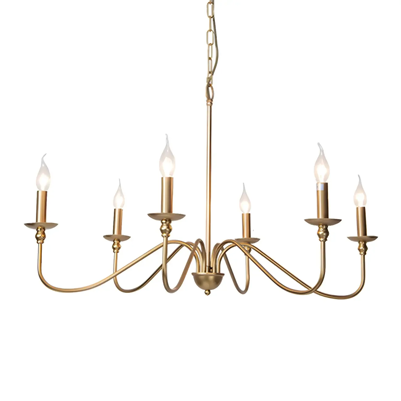 Gold Metal Candle Style Linear Modern Chandelier Image - 6