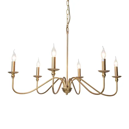 Gold Metal Candle Style Linear Modern Chandelier Image - 6