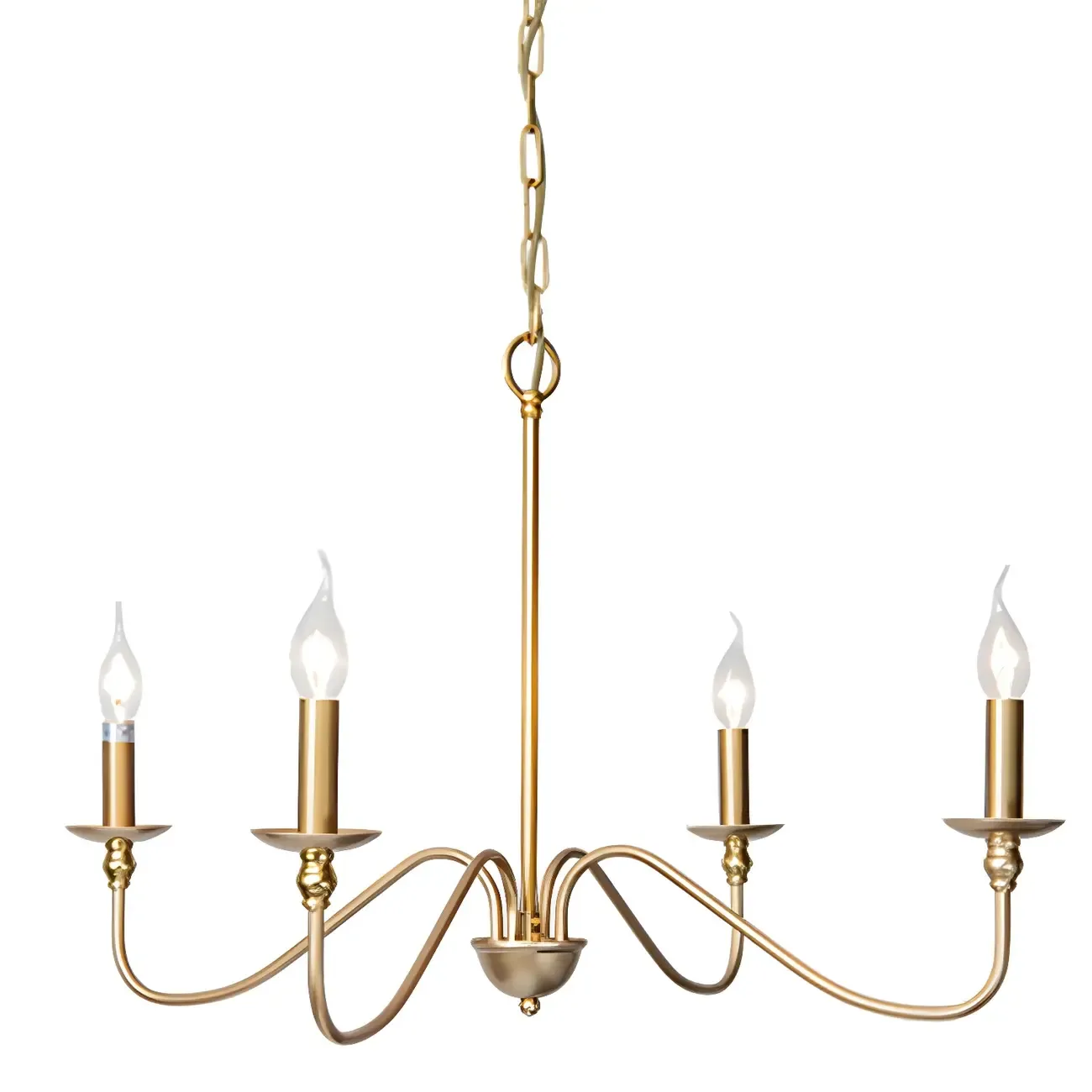Gold Metal Candle Style Linear Modern Chandelier Image - 7