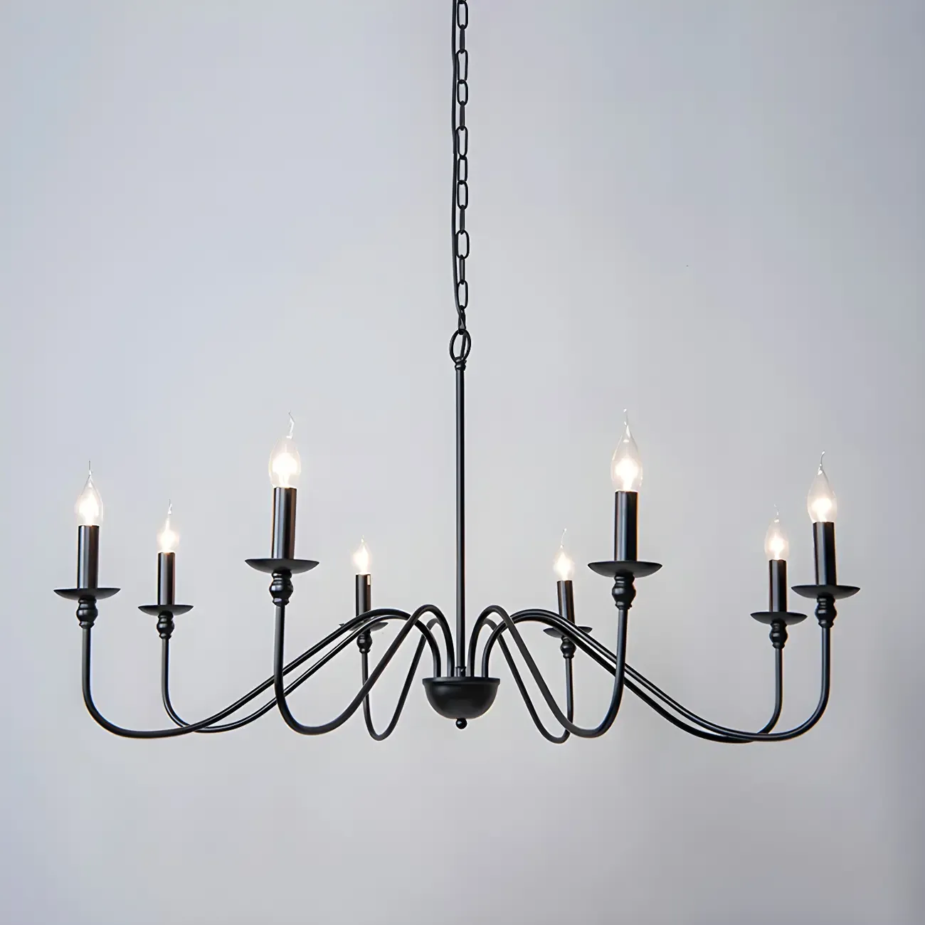 Gold Metal Candle Style Linear Modern Chandelier Image - 8