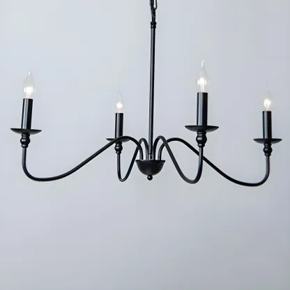 Gold Metal Candle Style Linear Modern Chandelier Image - 10