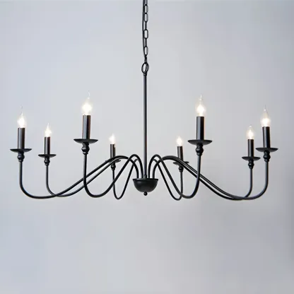 Gold Metal Candle Style Linear Modern Chandelier Image - 11