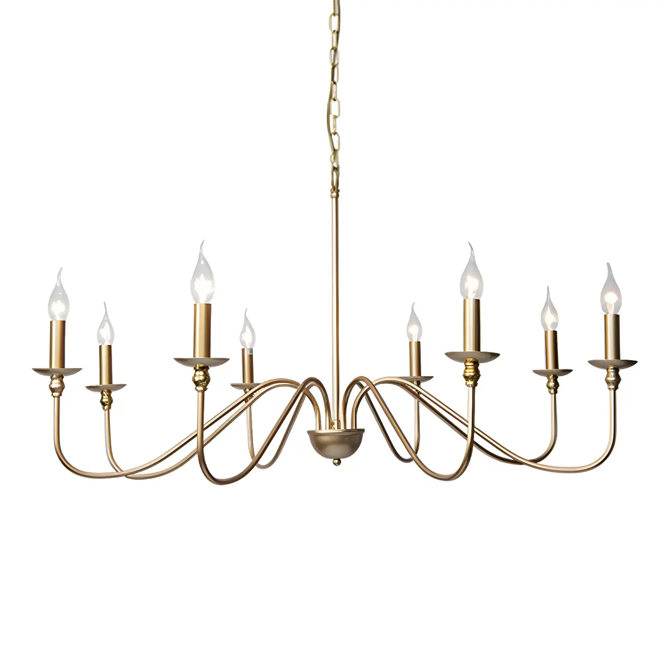 Gold Metal Candle Style Linear Modern Chandelier Image - 12 | homeyfad
