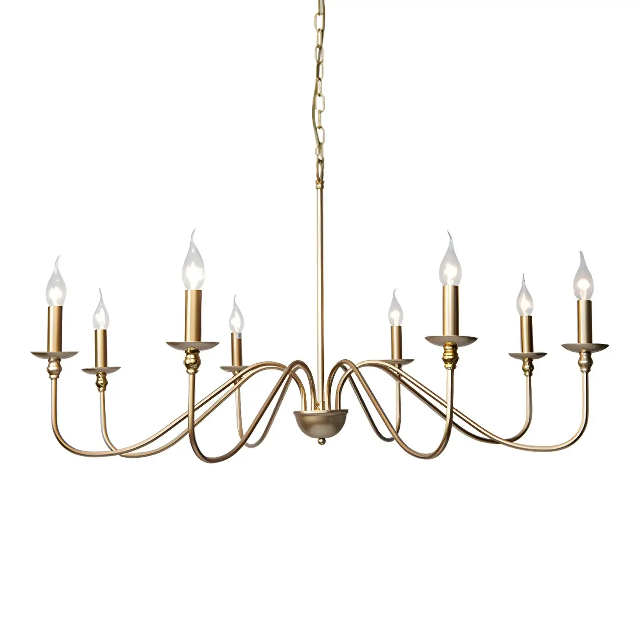 Gold Metal Candle Style Linear Modern Chandelier Image - 12
