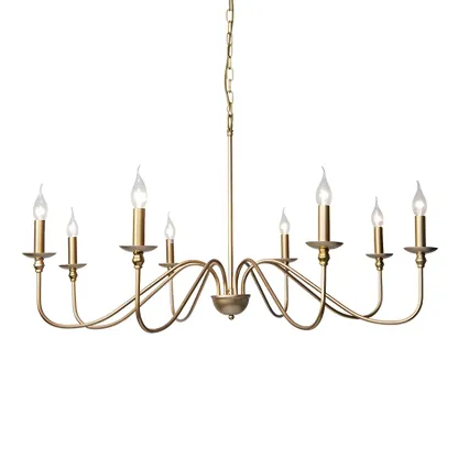 Gold Metal Candle Style Linear Modern Chandelier Image - 12