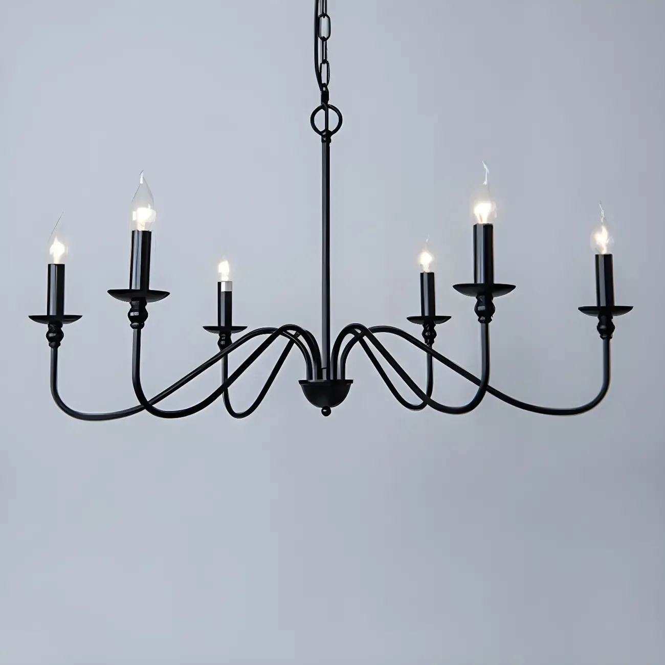 Gold Metal Candle Style Linear Modern Chandelier Image - 13