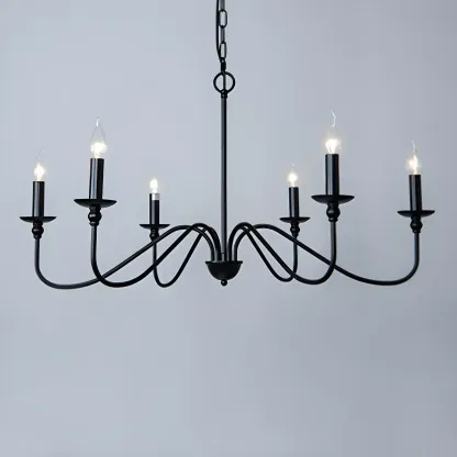 Gold Metal Candle Style Linear Modern Chandelier Image - 13