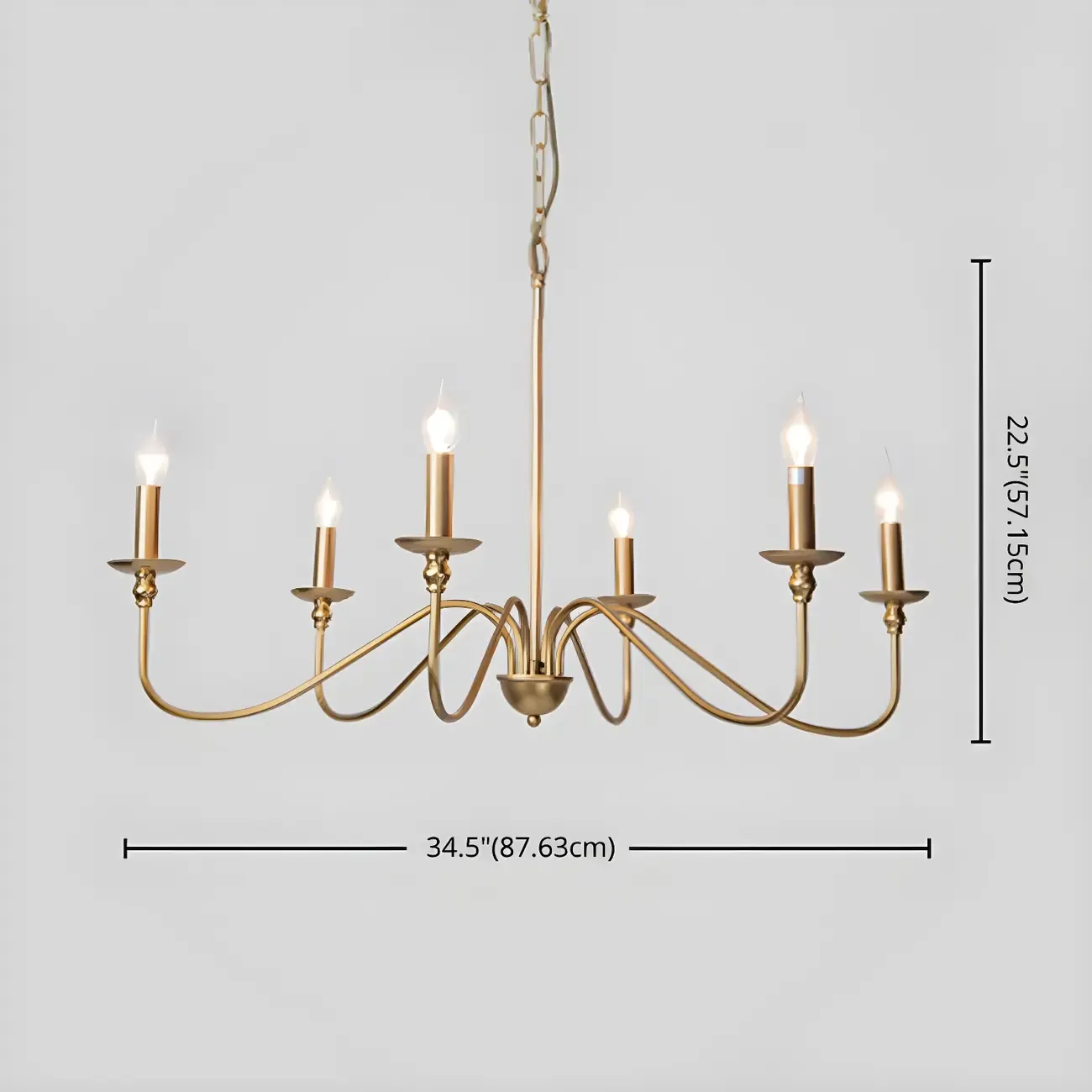 Gold Metal Candle Style Linear Modern Chandelier Image - 14