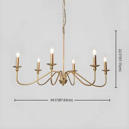 Gold Metal Candle Style Linear Modern Chandelier Image - 14