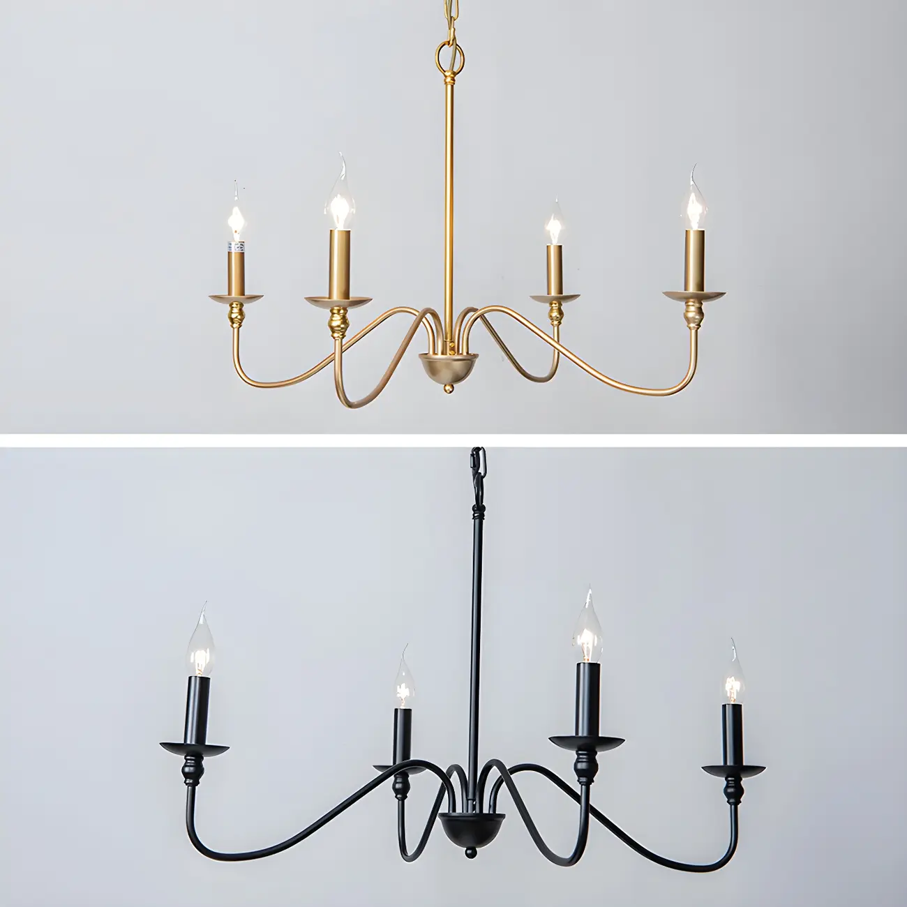 Gold Metal Candle Style Linear Modern Chandelier Image - 15 | homeyfad