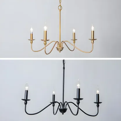 Gold Metal Candle Style Linear Modern Chandelier Image - 15