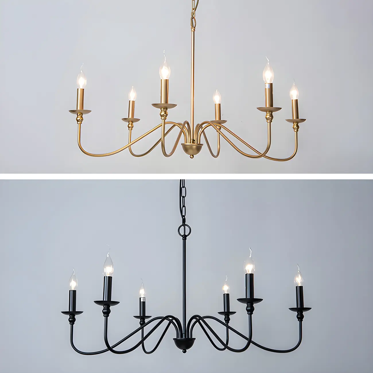 Gold Metal Candle Style Linear Modern Chandelier Image - 17 | homeyfad