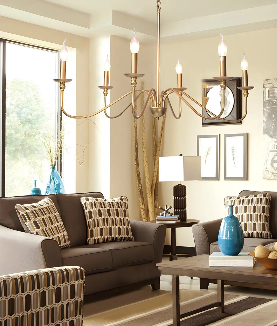 Gold Metal Candle Style Linear Modern Chandelier Image - 3 | homeyfad